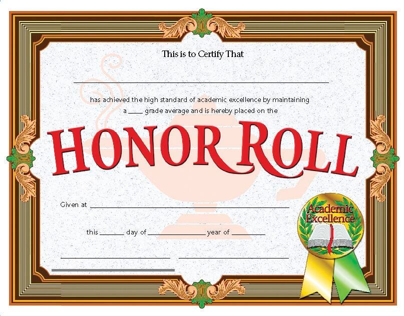 Flipside Products Honor Roll Certificate, Recognition, Award